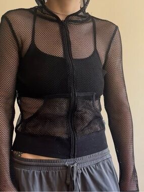 Big Flirt Mesh Black Zip up Hoodie